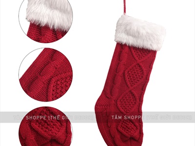 Vớ tất Noel bằng len trơn màu D50cm VOTAT-X-04