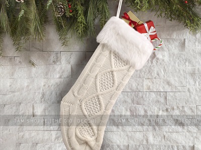 Vớ tất Noel bằng len trơn màu D50cm VOTAT-X-04