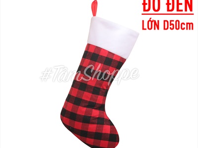 Vớ tất Noel vải caro đơn giản có cỡ lớn nhỏ VOTAT-X-06