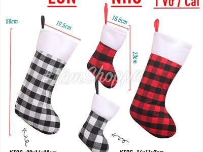 Vớ tất Noel vải caro đơn giản có cỡ lớn nhỏ VOTAT-X-06