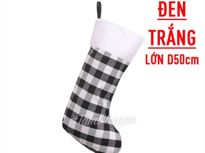 Vớ tất Noel vải caro đơn giản có cỡ lớn nhỏ VOTAT-X-06