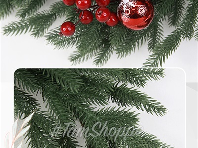 Vòng nguyệt quế lá PE 5 nhánh gắn châu trái đỏ ĐK60cm X-VNGQ-25