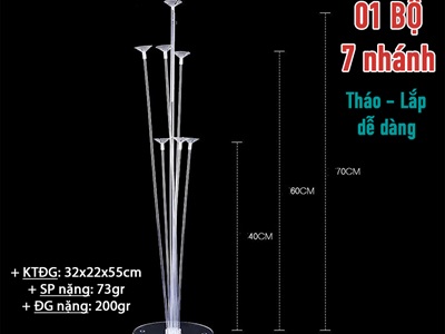 Bộ trụ bong bóng 7 nhánh để bàn nhựa tháo lắp PKBB-TRU7