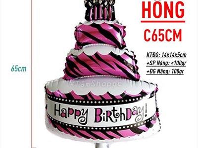 Bong bóng kiếng bánh kem sinh nhật 3 tầng 65cm BBK-BKSN-01