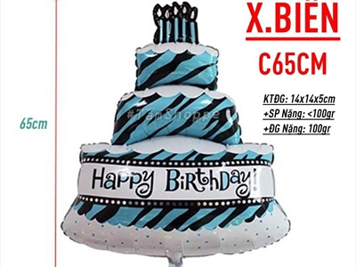 Bong bóng kiếng bánh kem sinh nhật 3 tầng 65cm BBK-BKSN-01