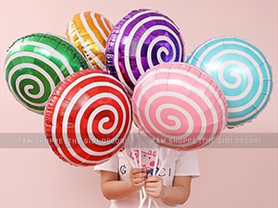 Bong bóng kiếng hình kẹo mút xoáy vòng tròn ĐK40cm BBK-KEO-02