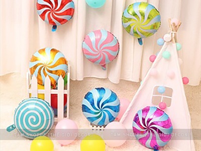 Bong bóng kiếng hình kẹo mút xoáy vòng tròn ĐK40cm BBK-KEO-02