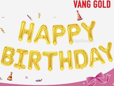 Bong bóng kiếng chữ HAPPY BIRTHDAY cao 33cm BBK-HPBD-01
