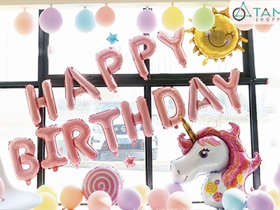 Bong bóng kiếng chữ HAPPY BIRTHDAY cao 33cm BBK-HPBD-01