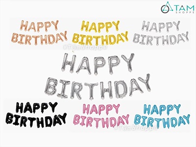 Bong bóng kiếng chữ HAPPY BIRTHDAY cao 33cm BBK-HPBD-01