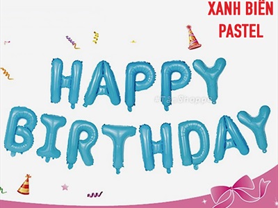 Bong bóng kiếng chữ HAPPY BIRTHDAY cao 33cm BBK-HPBD-01