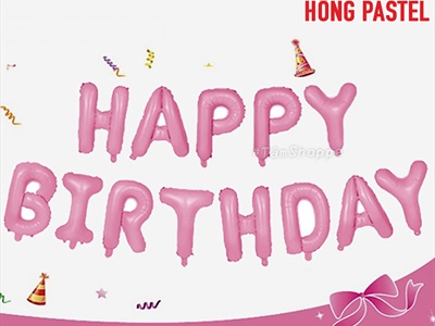 Bong bóng kiếng chữ HAPPY BIRTHDAY cao 33cm BBK-HPBD-01