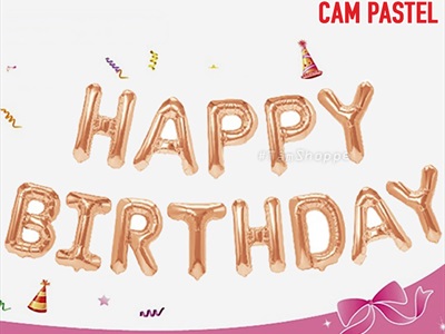 Bong bóng kiếng chữ HAPPY BIRTHDAY cao 33cm BBK-HPBD-01