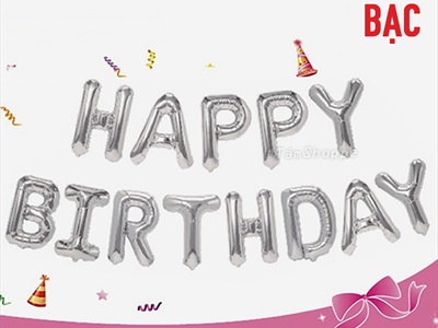 Bong bóng kiếng chữ HAPPY BIRTHDAY cao 33cm BBK-HPBD-01