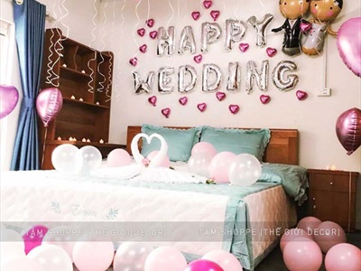Bong bóng kiếng chữ HAPPY WEDDING cao 33cm BBK-HPWD-01