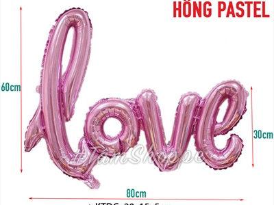 Bong bóng kiếng chữ Love viết thường dính liền cao 60cm BBK-LOVE-02