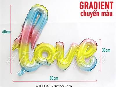 Bong bóng kiếng chữ Love viết thường dính liền cao 60cm BBK-LOVE-02