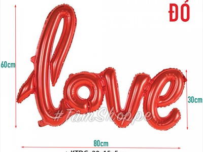 Bong bóng kiếng chữ Love viết thường dính liền cao 60cm BBK-LOVE-02