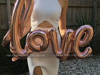 Bong bóng kiếng chữ Love viết thường dính liền cao 60cm BBK-LOVE-02