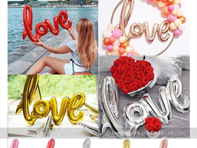 Bong bóng kiếng chữ Love viết thường dính liền cao 60cm BBK-LOVE-02
