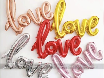 Bong bóng kiếng chữ Love viết thường dính liền cao 60cm BBK-LOVE-02