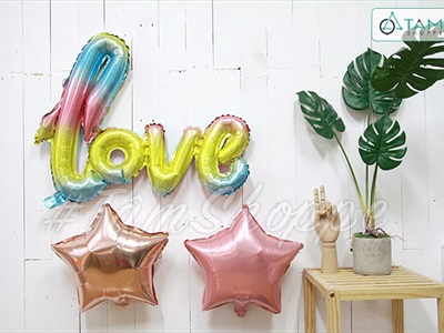 Bong bóng kiếng chữ Love viết thường dính liền cao 60cm BBK-LOVE-02