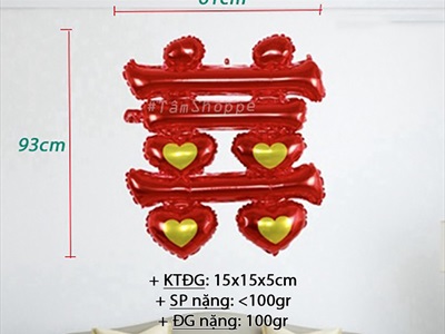 Bong bóng kiếng chữ Song Hỷ 90cm BBK-CH.SH-01
