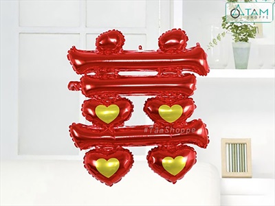 Bong bóng kiếng chữ Song Hỷ 90cm BBK-CH.SH-01