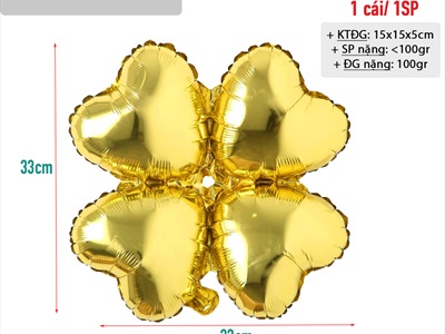 Bong bóng kiếng cỏ 4 lá 33cm BBK-CO4LA-01