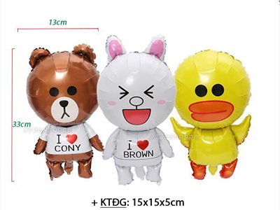 Bong bóng kiếng hình Gấu Brown - Thỏ Cony - Vịt Sally 33cm BBK-HCV-01