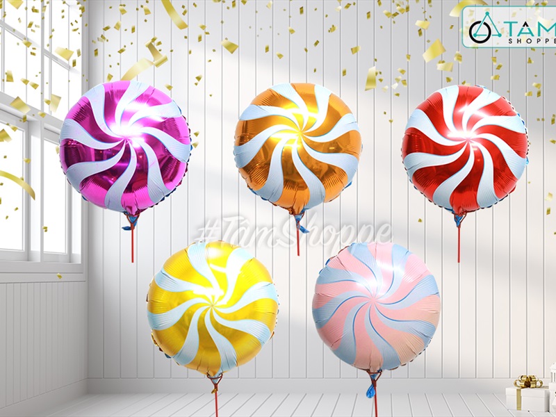 Bong bóng kiếng hình kẹo mút quạt xoáy ĐK35cm BBK-KEO-01