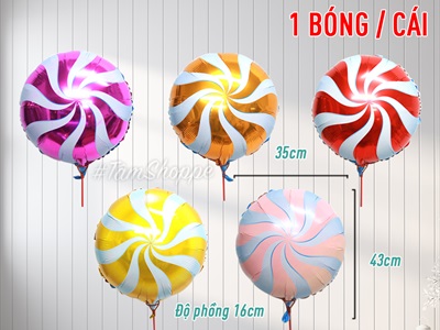 Bong bóng kiếng hình kẹo mút quạt xoáy ĐK35cm BBK-KEO-01