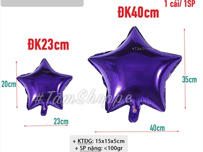 Bong bóng kiếng ngôi sao trơn màu nhiều cỡ BBK-SAO-01
