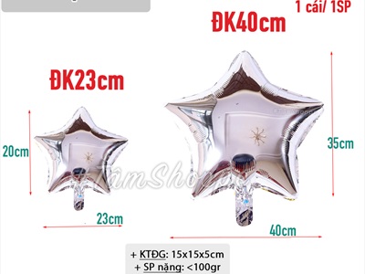 Bong bóng kiếng ngôi sao trơn màu nhiều cỡ BBK-SAO-01