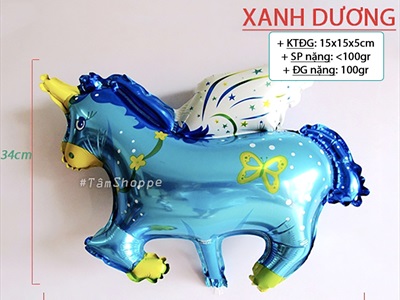 Bong bóng kiếng ngựa Pony có cánh 40cm BBK-NGUA-01