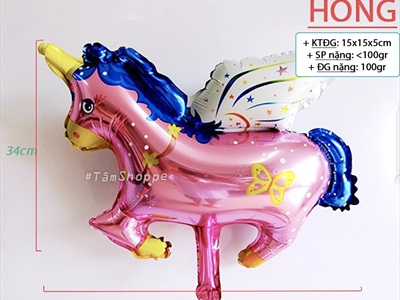 Bong bóng kiếng ngựa Pony có cánh 40cm BBK-NGUA-01