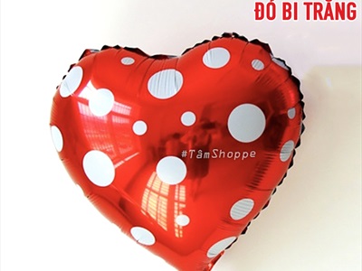 Bong bóng kiếng trái tim chấm bi 35cm BBK-TIM-01