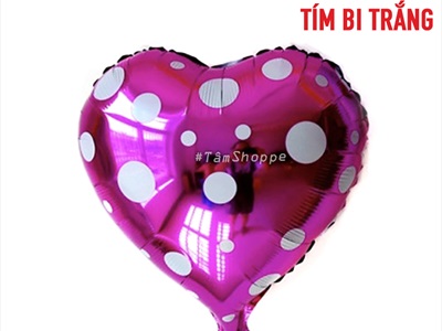 Bong bóng kiếng trái tim chấm bi 35cm BBK-TIM-01