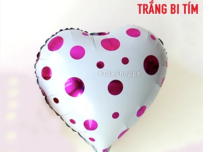 Bong bóng kiếng trái tim chấm bi 35cm BBK-TIM-01