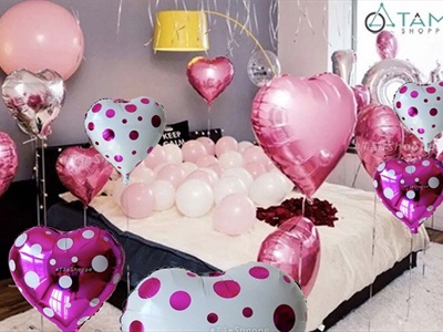 Bong bóng kiếng trái tim chấm bi 35cm BBK-TIM-01