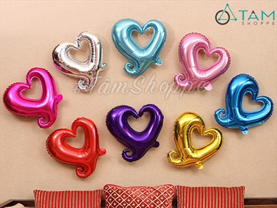 Bong bóng kiếng trái tim móc tình yêu 35cm BBK-TIM-02