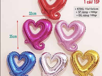 Bong bóng kiếng trái tim móc tình yêu 35cm BBK-TIM-02