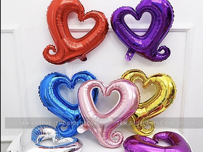 Bong bóng kiếng trái tim móc tình yêu 35cm BBK-TIM-02