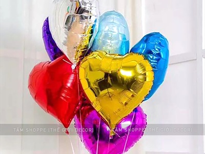 Bong bóng kiếng trái tim trơn màu nhiều cỡ BBK-TIM-03