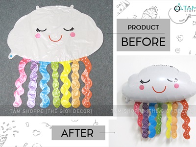 Bóng kiếng hình đám mây cầu vồng nhiều kiểu 60cm BBK-MAY-01
