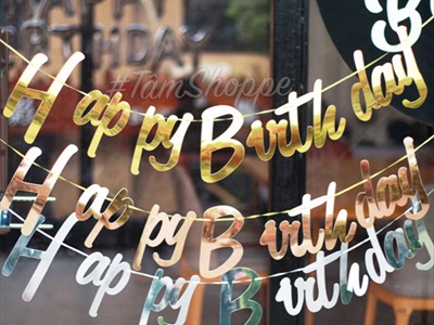 Dây banner chữ Happy birthday giấy chữ thường ép kim BANER-HPBD-01