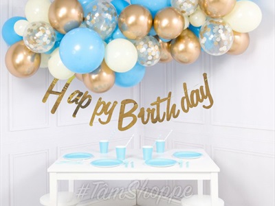 Dây banner chữ Happy birthday giấy chữ thường ép kim BANER-HPBD-01