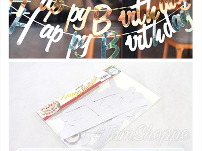 Dây banner chữ Happy birthday giấy chữ thường ép kim BANER-HPBD-01