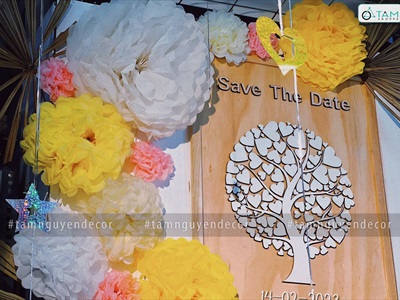 Hoa giấy tú cầu trang trí tiệc nhiều màu nhiều cỡ
