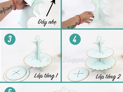 Kệ bánh 3 tầng giấy hình cây cổ thụ KEBANH-02